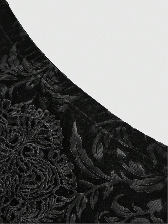 Verdusa Women's Goth Gothic Lace Fishtail Skirts Ruffle Vampire Bodycon Long Skirt