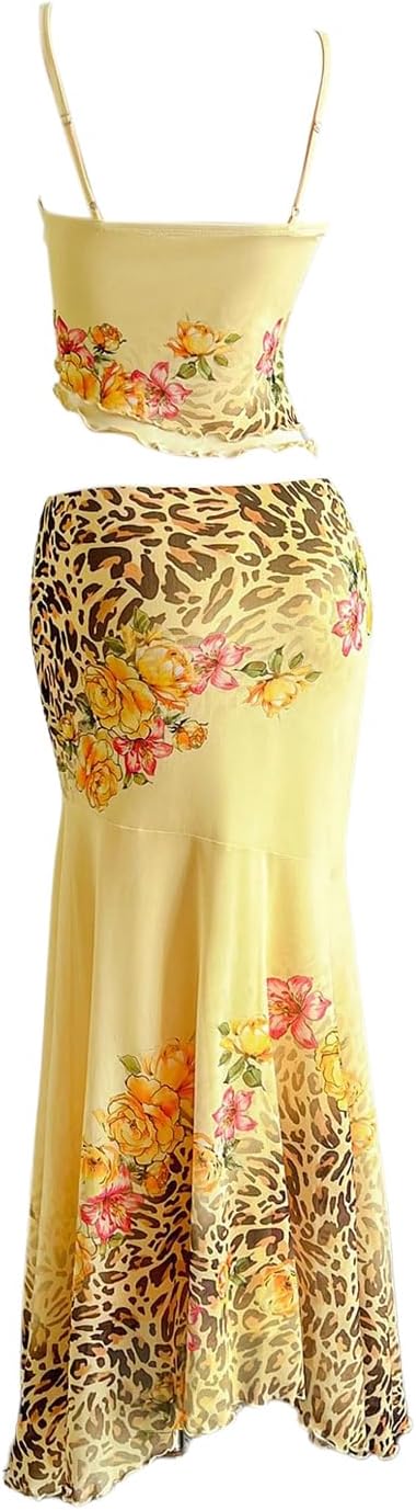 Verdusa Women's Skirt Sets 2 Piece Outfits Cami Top and Maxi Skirt Beach Vacation Spring Break