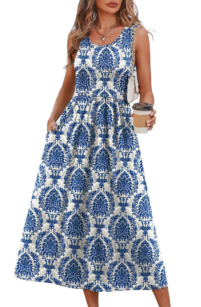 Blue Damask Print / Small