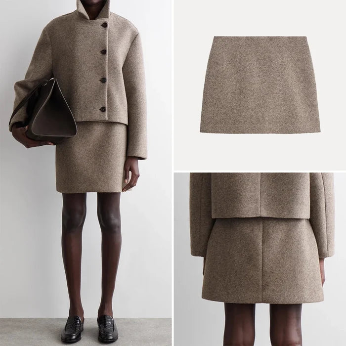 Women's Brown A-Line Midi Skirt