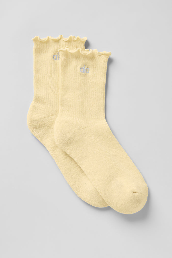 Women's Lettuce Edge Sock - Warm Butter