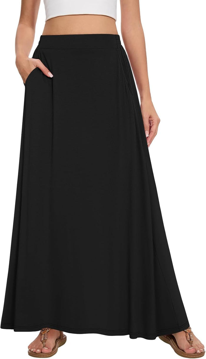 Womens Maxi Skirt Long Flowy Summer A-Line High Waist Skirts