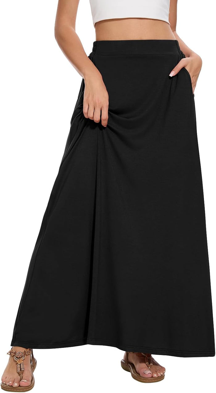 Womens Maxi Skirt Long Flowy Summer A-Line High Waist Skirts
