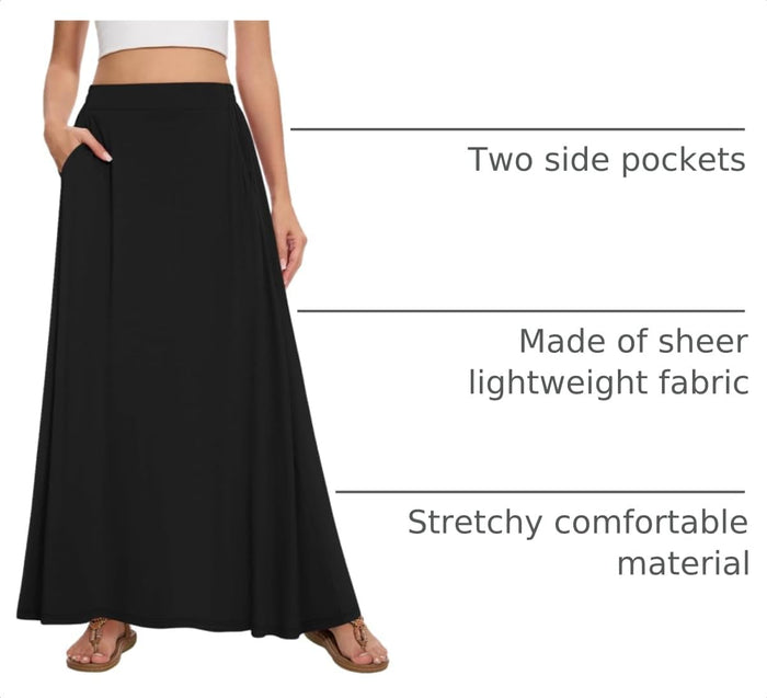 Womens Maxi Skirt Long Flowy Summer A-Line High Waist Skirts