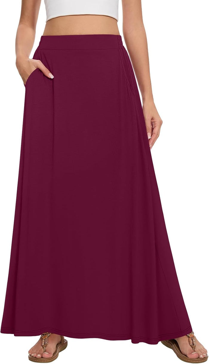 Womens Maxi Skirt Long Flowy Summer A-Line High Waist Skirts