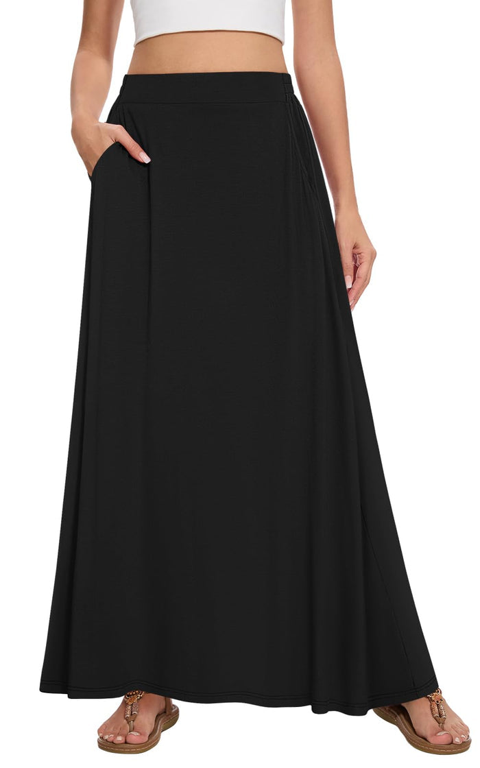 Womens Maxi Skirt Long Flowy Summer A-Line High Waist Skirts