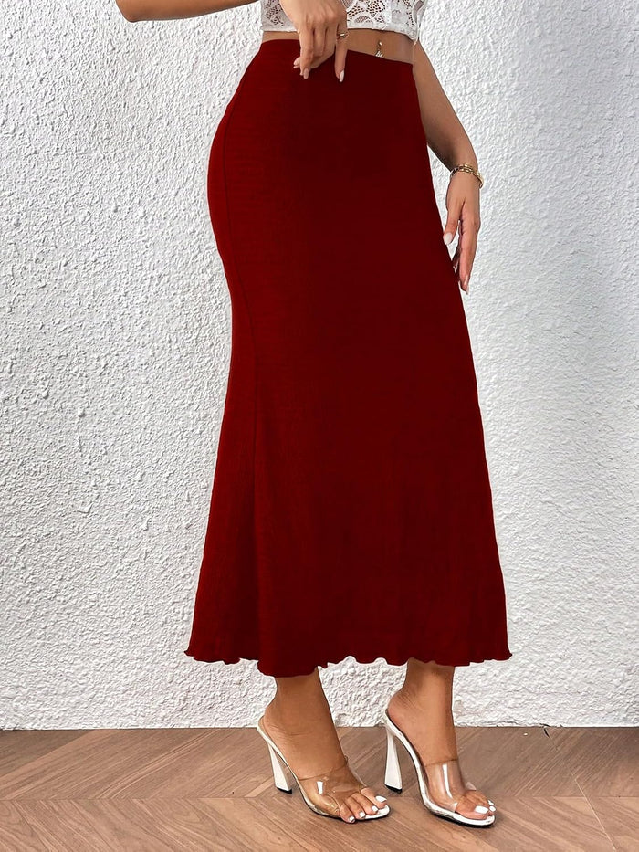 Women's Maxi Skirt Ruched Side Slit Thigh Elegant Bodycon Pencil Skirts