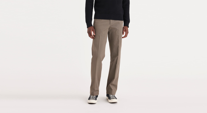 Front view of model wearing Dark Pebble Workday Khakis, Classic Fit (Big and Tall).
