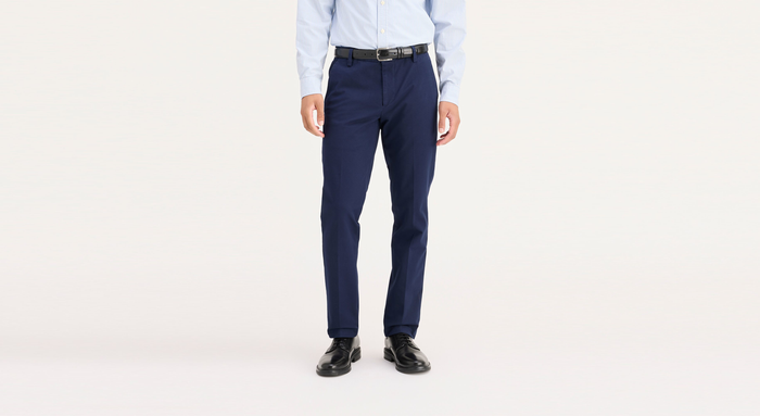 Front view of model wearing Pembroke Workday Khakis, Slim Fit.