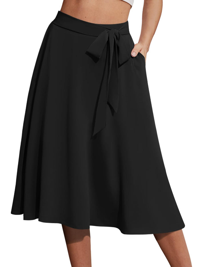 Yincro Women's A-Line Midi Skirt with Pockets Below The Knee Skirts S-2XL
