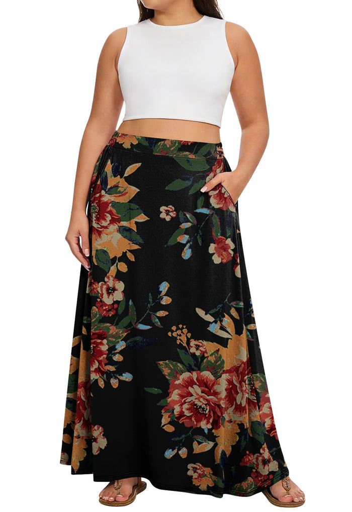 Red Flower - Black / X-Large Plus