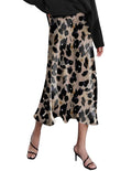 Zeagoo Skirts for Women High Waist Skirt Elegant Midi Skirt Satin