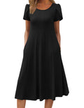 ZEAGOO Womens Casual Dresses for Summer Short Sleeve Flare Midi Dress Loose Flowy Beach Sundress