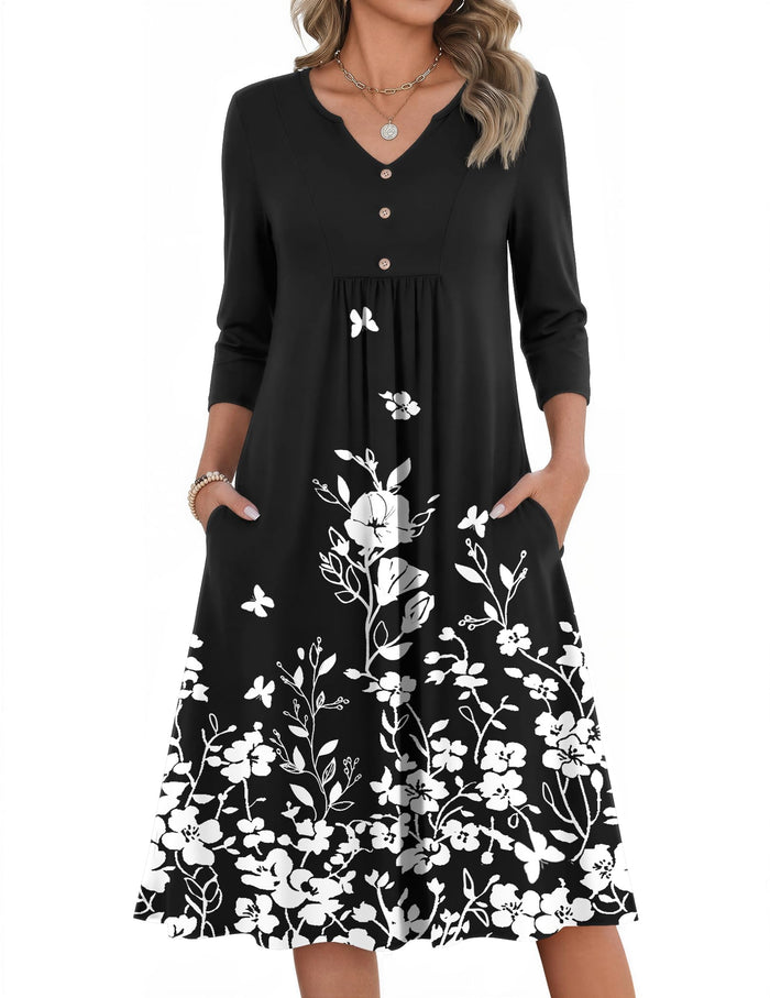 Black White Floral / Small