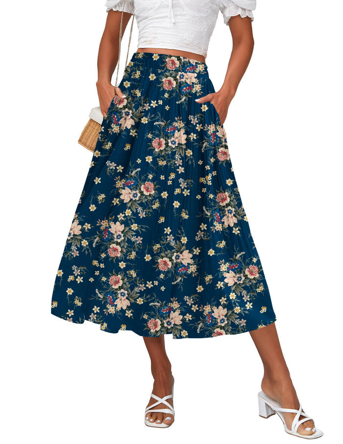 Pink Floral Navy Print / Small